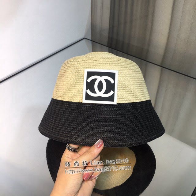 Chanel新款女士帽子 香奈兒拼色小帽簷漁夫帽遮陽帽草帽  mm1237